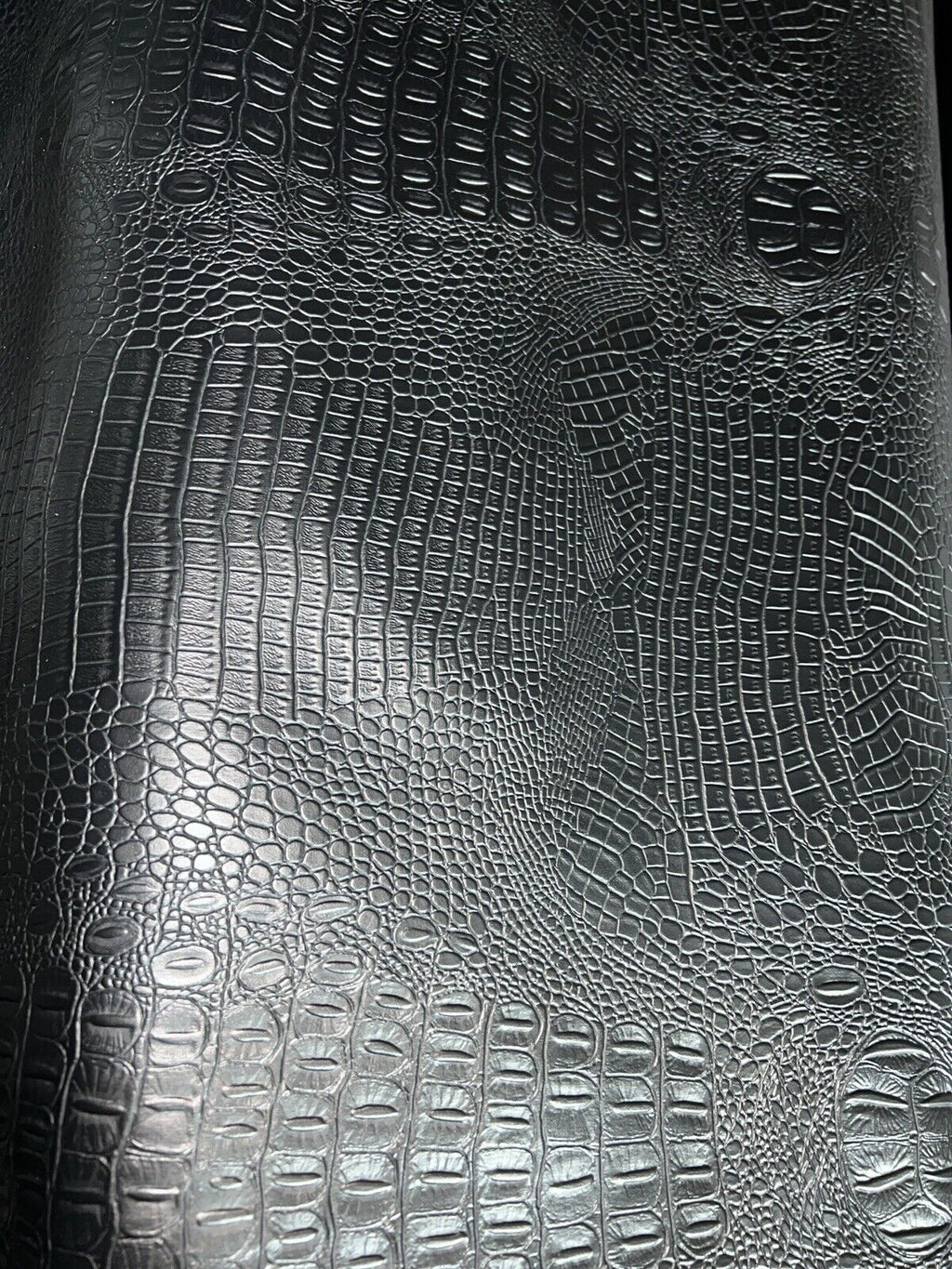 BLACK CROC/ALLIGATOR EMBOSSED VINYL AUTOMOTIVE SEAT COVER  UPHOLSTERY BY YARD