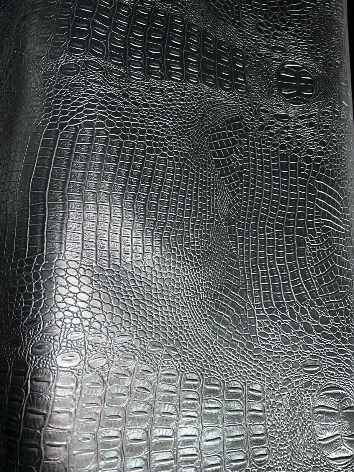 BLACK CROC/ALLIGATOR EMBOSSED VINYL AUTOMOTIVE SEAT COVER  UPHOLSTERY BY YARD