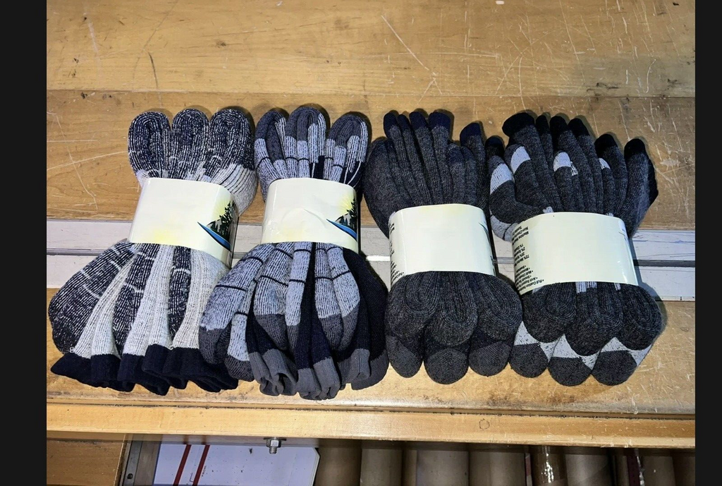 72% Merino Wool Men's MADE IN THE USA WARM HD Thick Hiking Socks 6 Pair Sz 10-13
