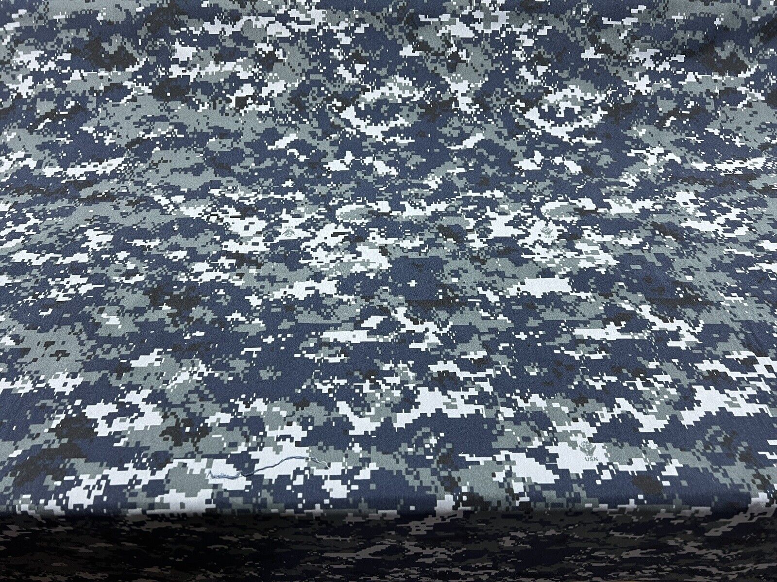 Navy Digital Camo Taffeta Soft Polyester Fabric 60”  Military Camo W/Logo