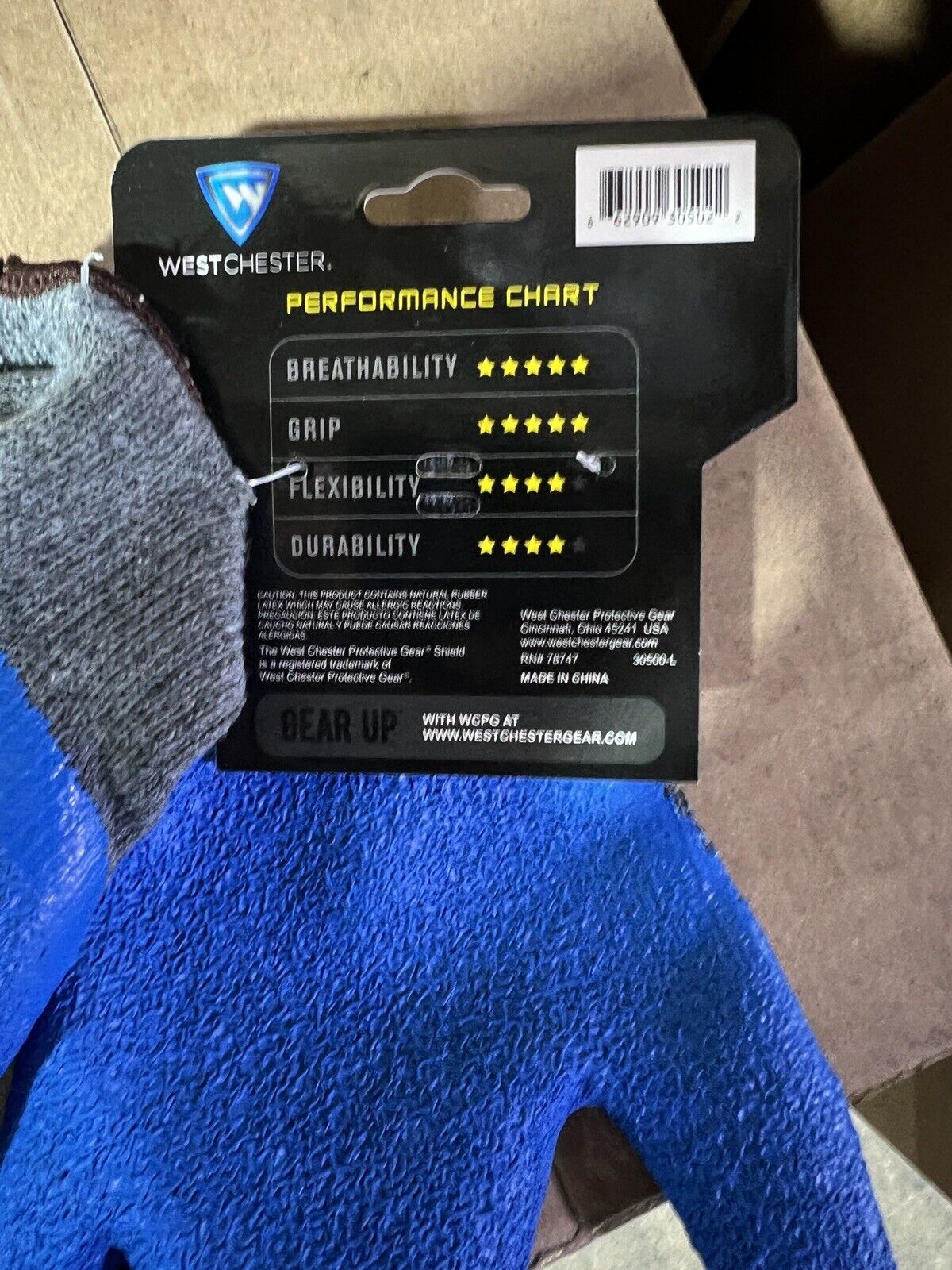Westchester Latex-Coated Work Gloves, Blue Model# 30500 Size XLarge 6pair