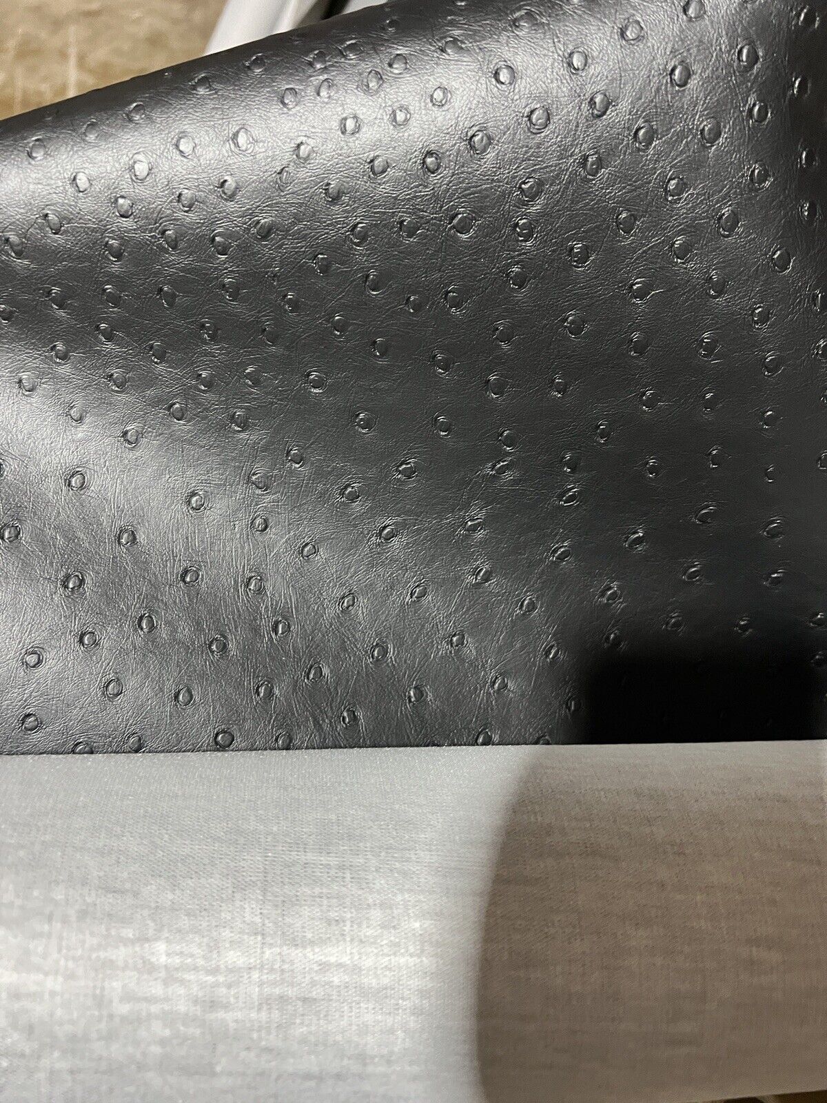 Black Ostrich Vinyl  Upholstery 54” Sold By The Yard Textured