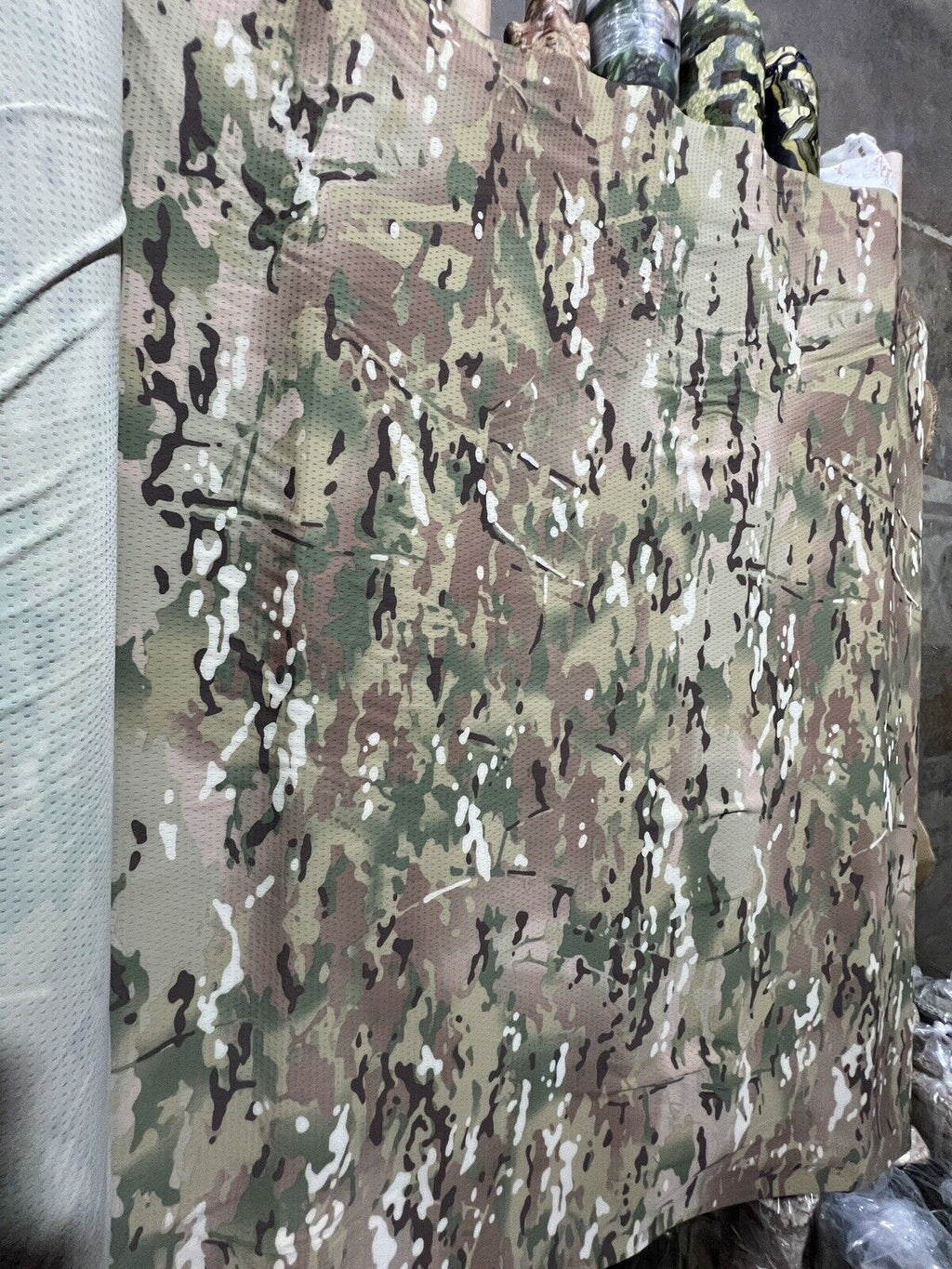 OCP Camouflage Dimple Dash Perf Mesh Taffeta Spandex Camo Polyester Fabric 60”