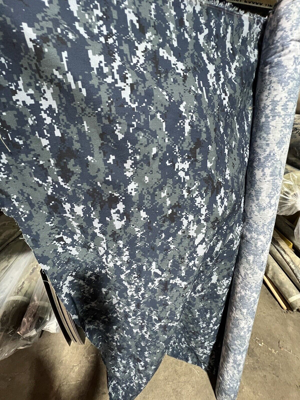 Navy Blue Digital NyCo TWILL Camo Fabric 60”