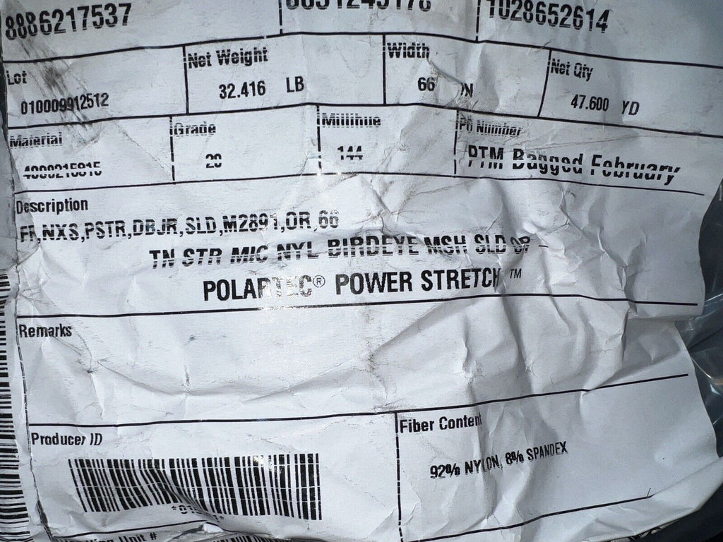Polartec® Bird Eye®  Power Stretch Black Mid Weight By  The  Yard.