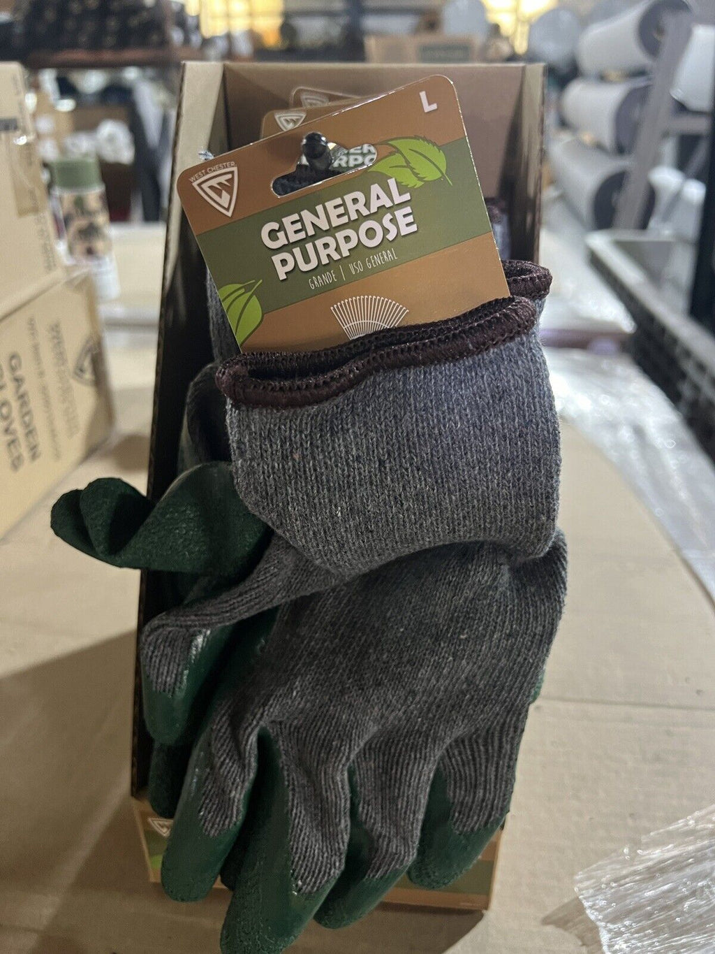 9 Pairs Westchester Green Knit Latex Palm Coated Nylon Work Gloves Large