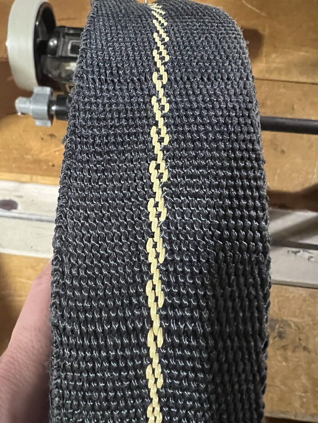 1.75 Inch MilSpec Military Webbing MIL-62180 Black With Yellow Line 25yd Roll