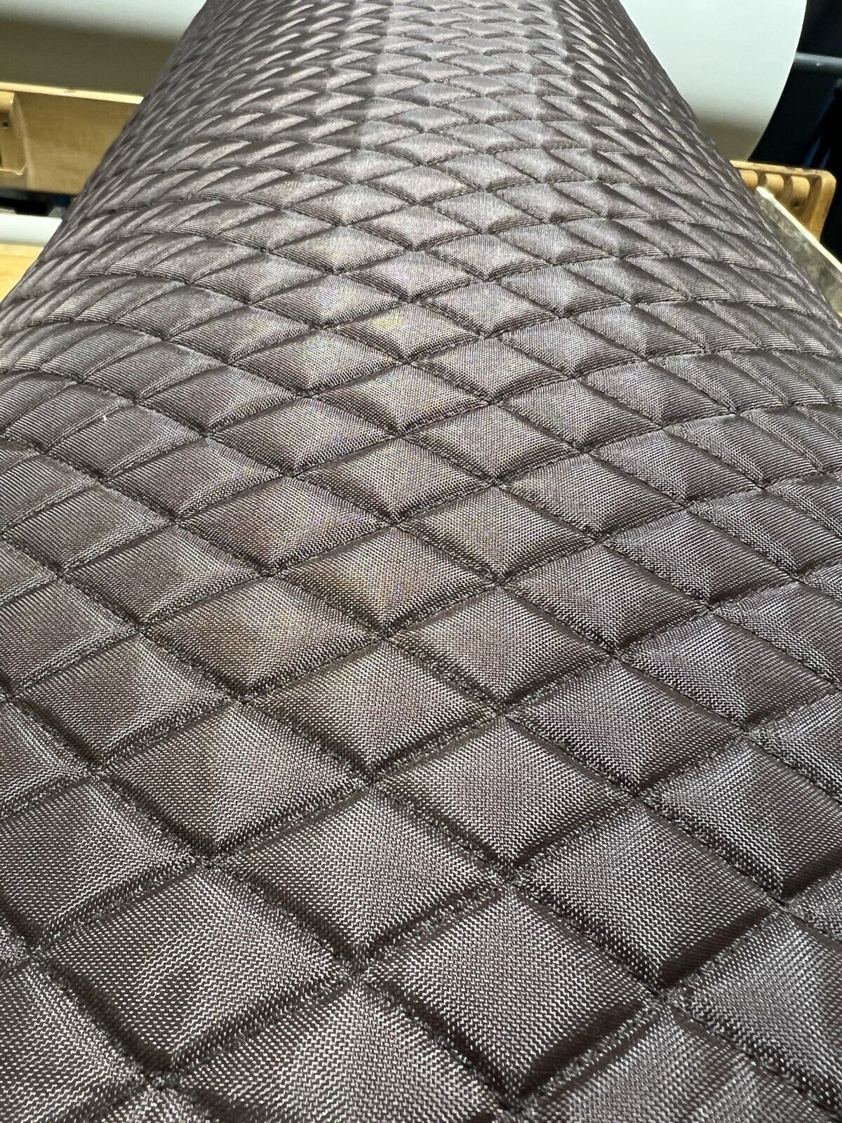 Brown Quilted Nylon 200D Quilting Fabric Plain Lining Padded Inner Batting 60"
