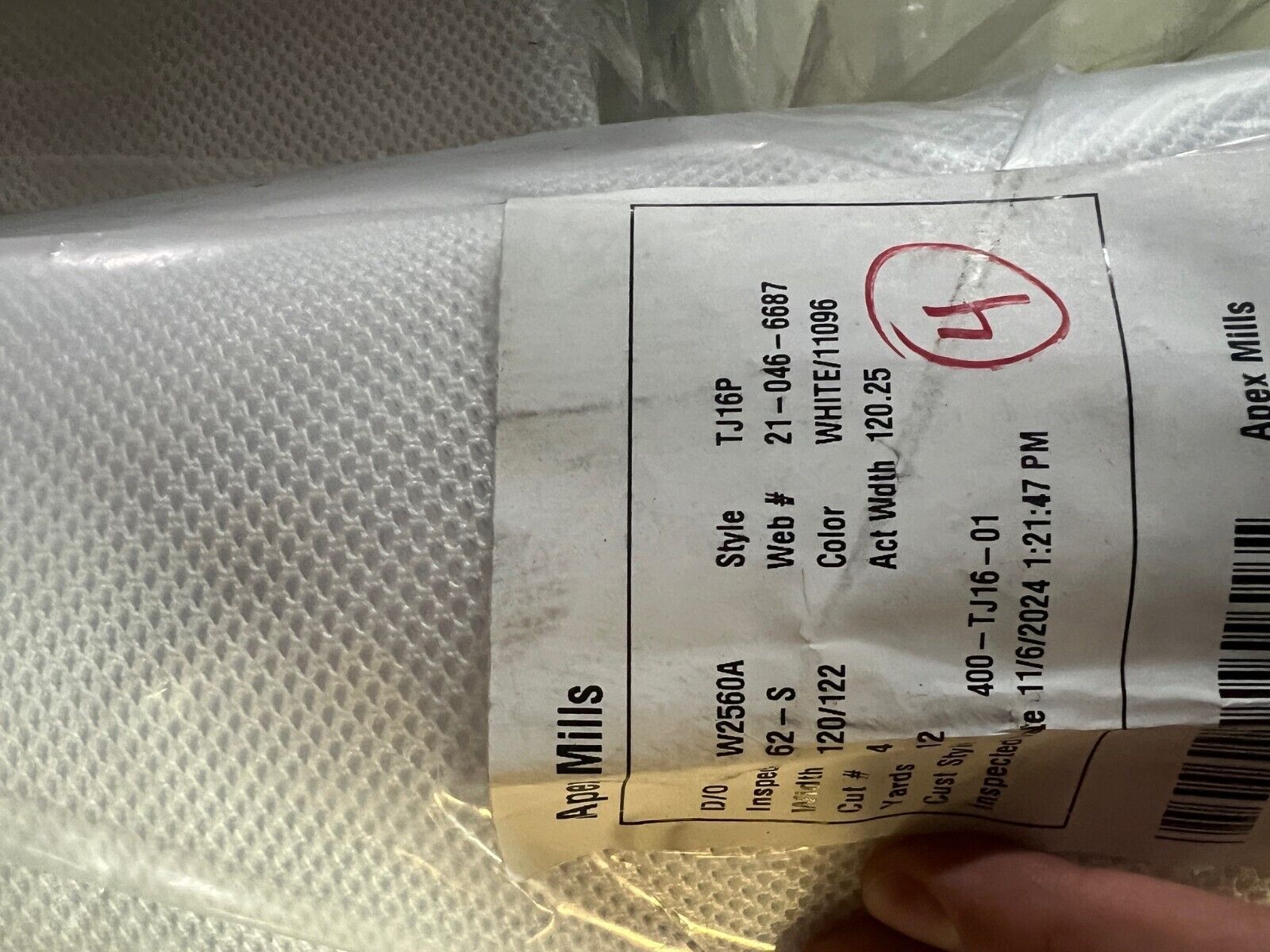 White Military Molle Mesh Netting in MIL-C- 8061 MADE IN THE USA 120" Wide