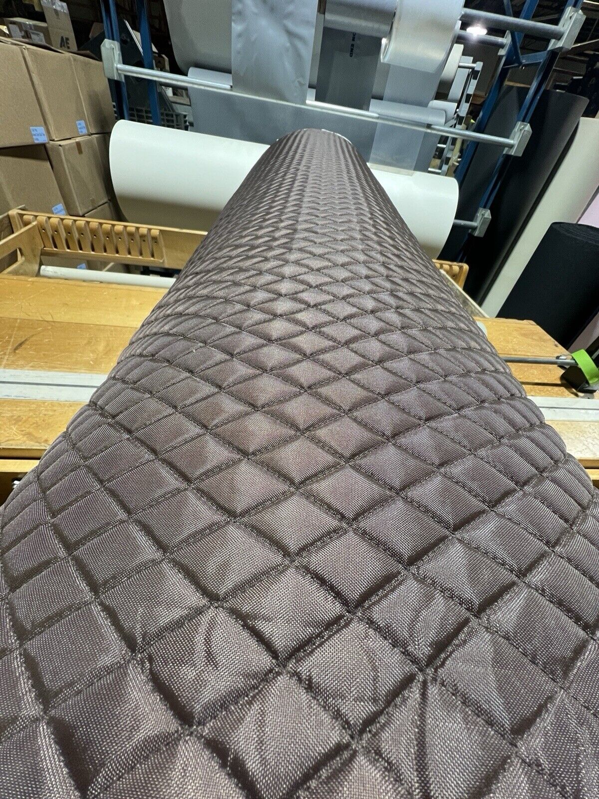 Brown Quilted Nylon 200D Quilting Fabric Plain Lining Padded Inner Batting 60"