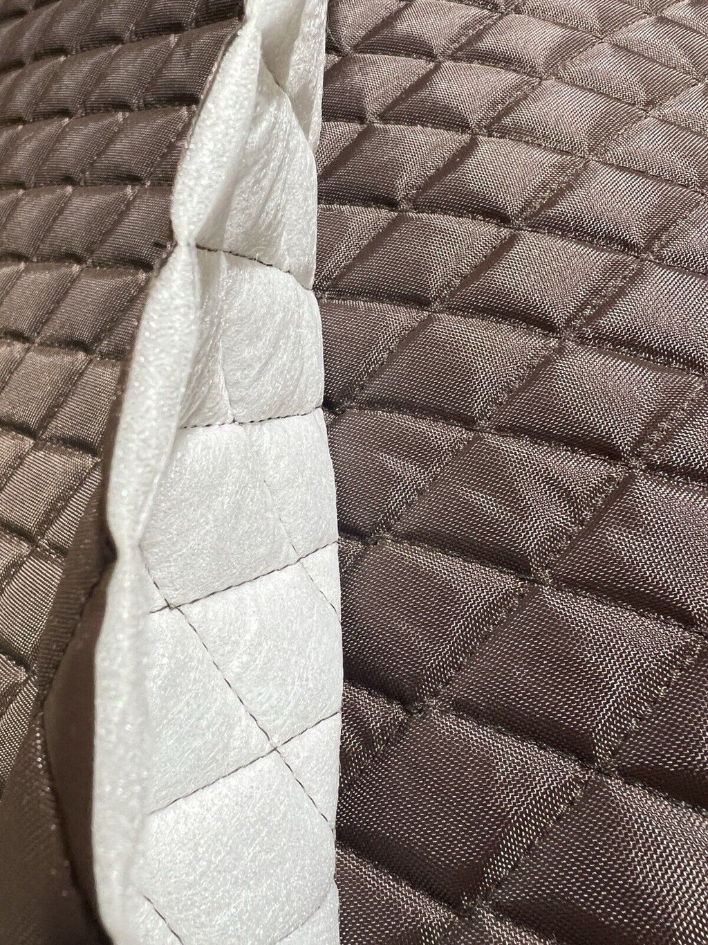 Brown Quilted Nylon 200D Quilting Fabric Plain Lining Padded Inner Batting 60"