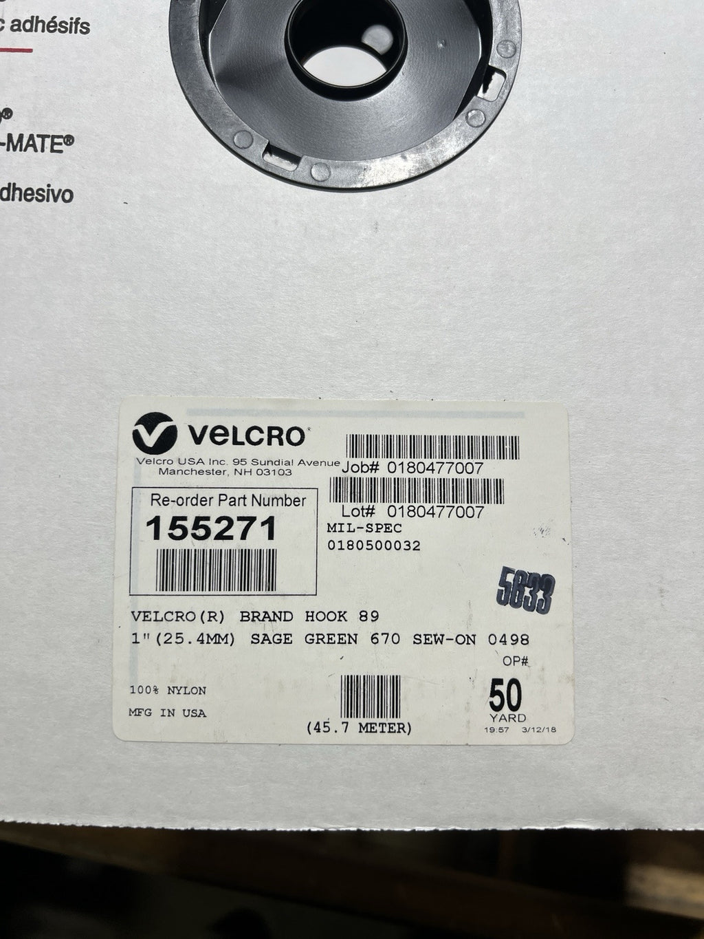 Velcro® Brand 1” Sage Green HOOK & LOOP SEW-ON-TYPE 50 YRDS On EACH ROLL