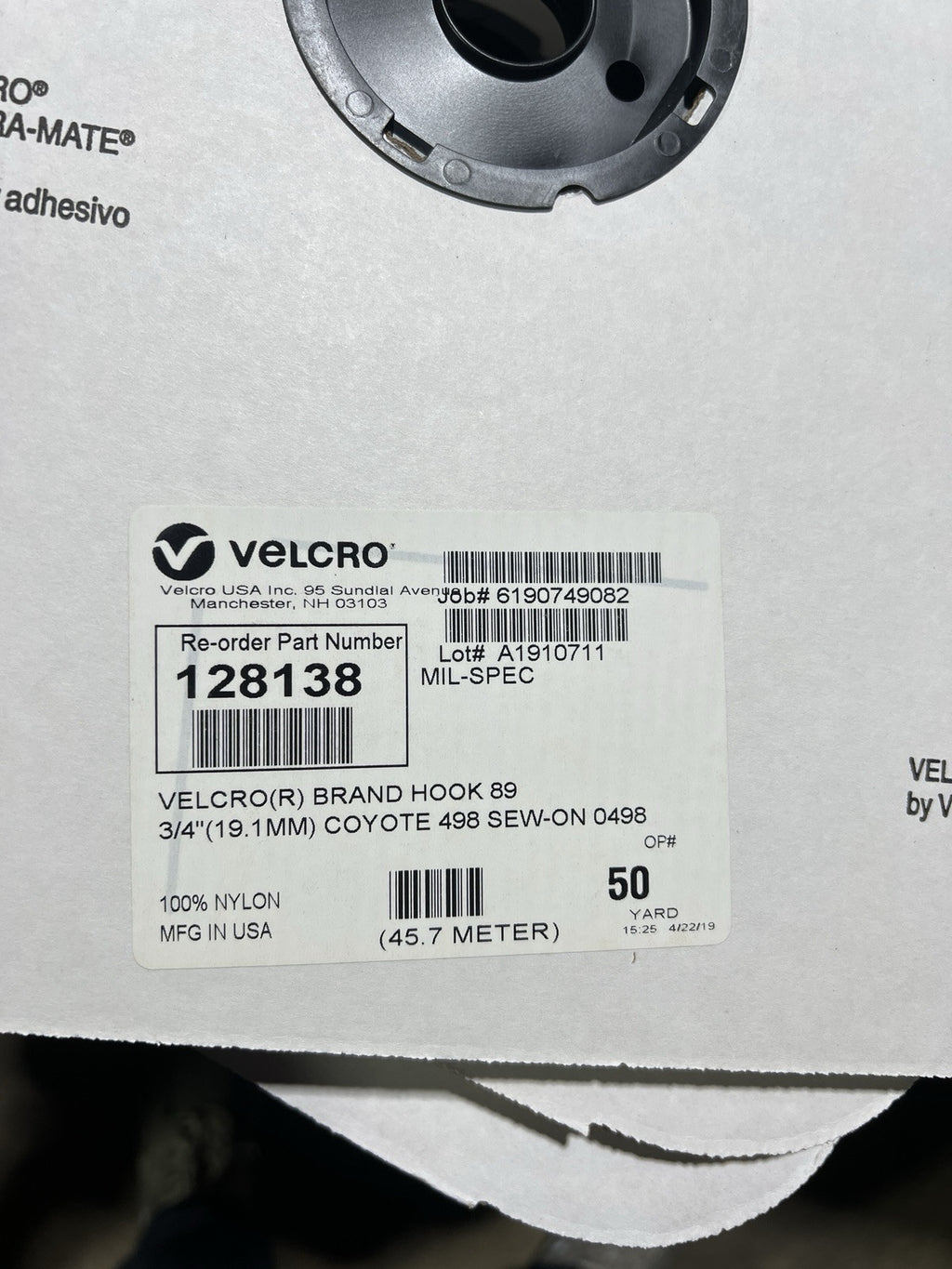 Velcro® Brand 3/4” COYOTE TAN 498 HOOK & LOOP SEW-ON-TYPE 50 YRDS On EACH ROLL