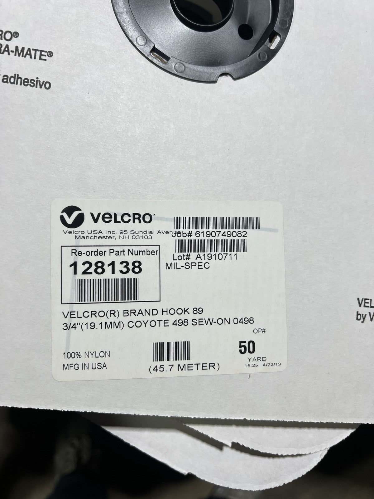 Velcro® Brand 3/4” COYOTE TAN 498 HOOK & LOOP SEW-ON-TYPE 50 YRDS On EACH ROLL
