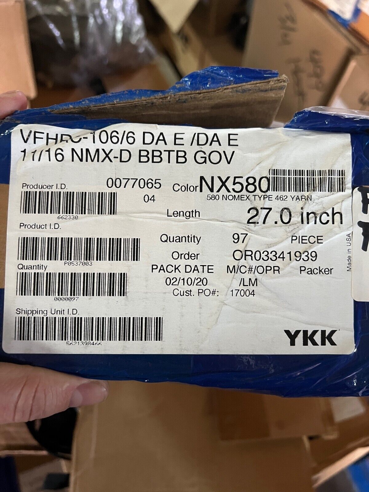 YKK Nomex Zippers NOMEX Assorted Sizes