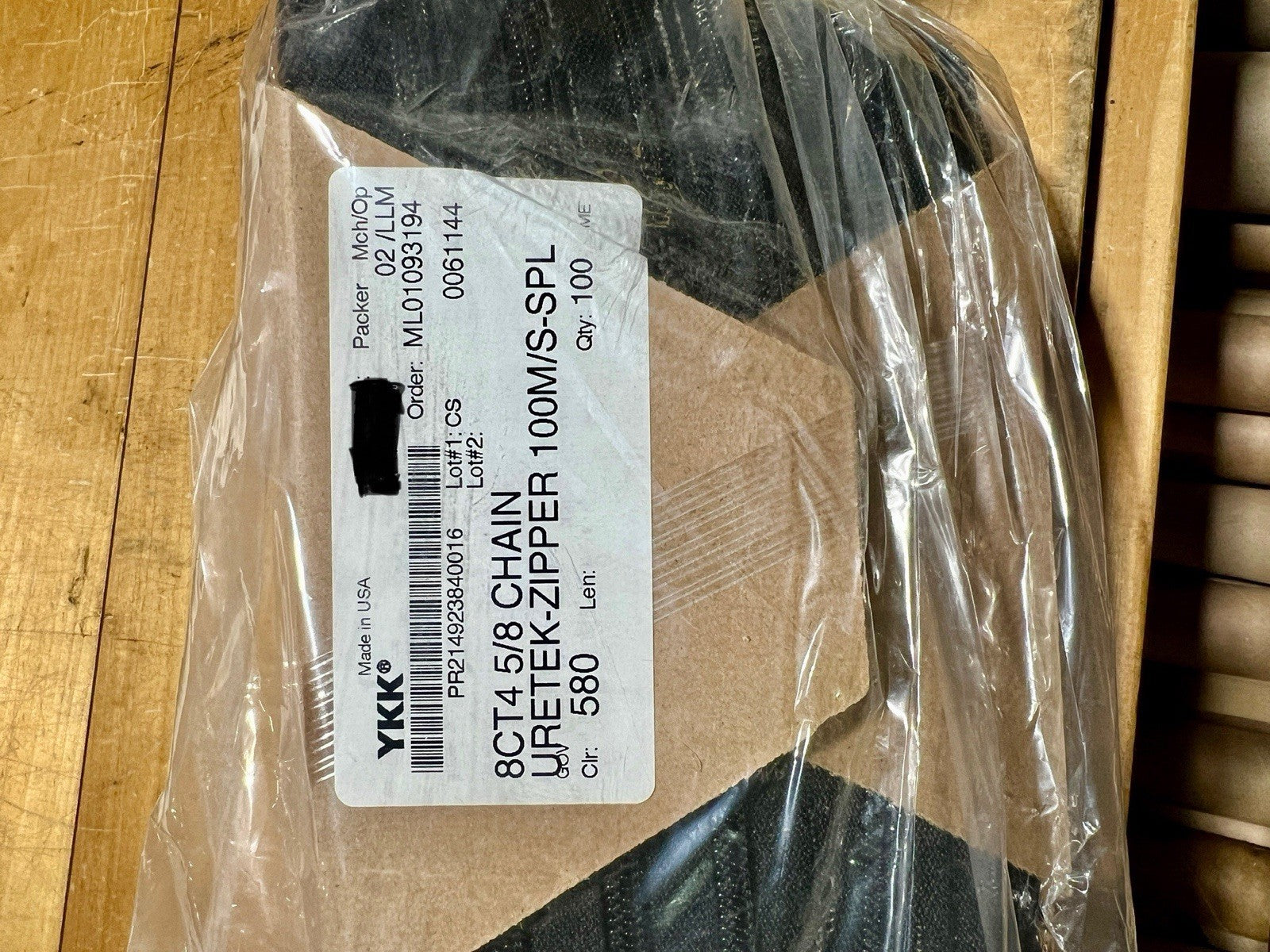 BLACK URETEK YKK Zipper coil chain 8CT4 5/8 Chain,  110 Yards Water Repellent.
