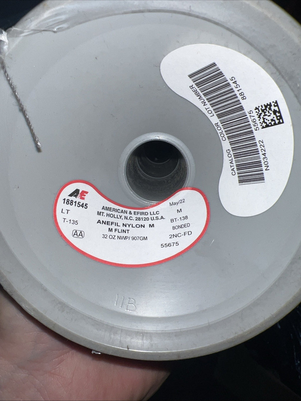 Medium Flint Grey Color Nylon Thread 32 Oz Made in USA by A&E T135 Bonded Nylon