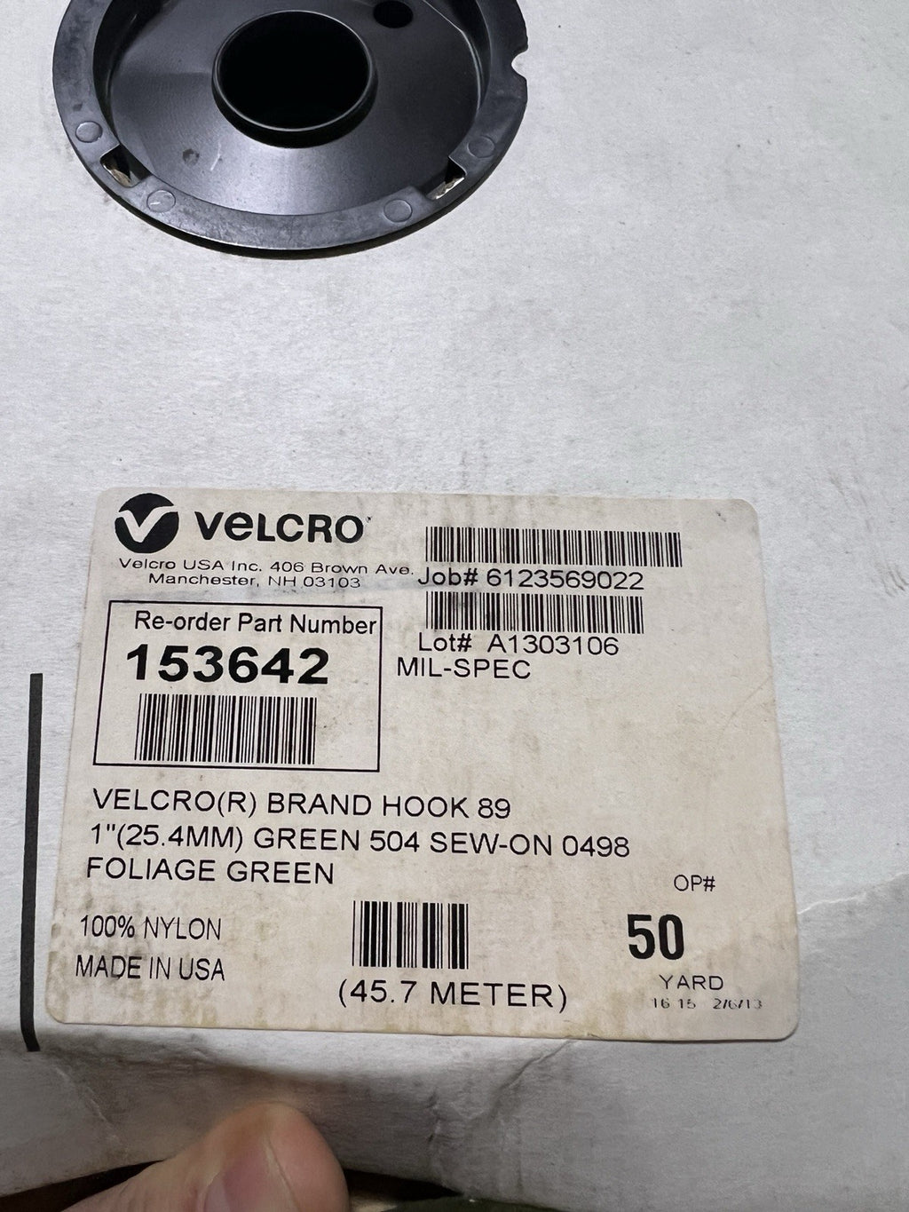 Velcro® Brand 1” Foliage Green HOOK SEW-ON-TYPE 50 Yards On A ROLL