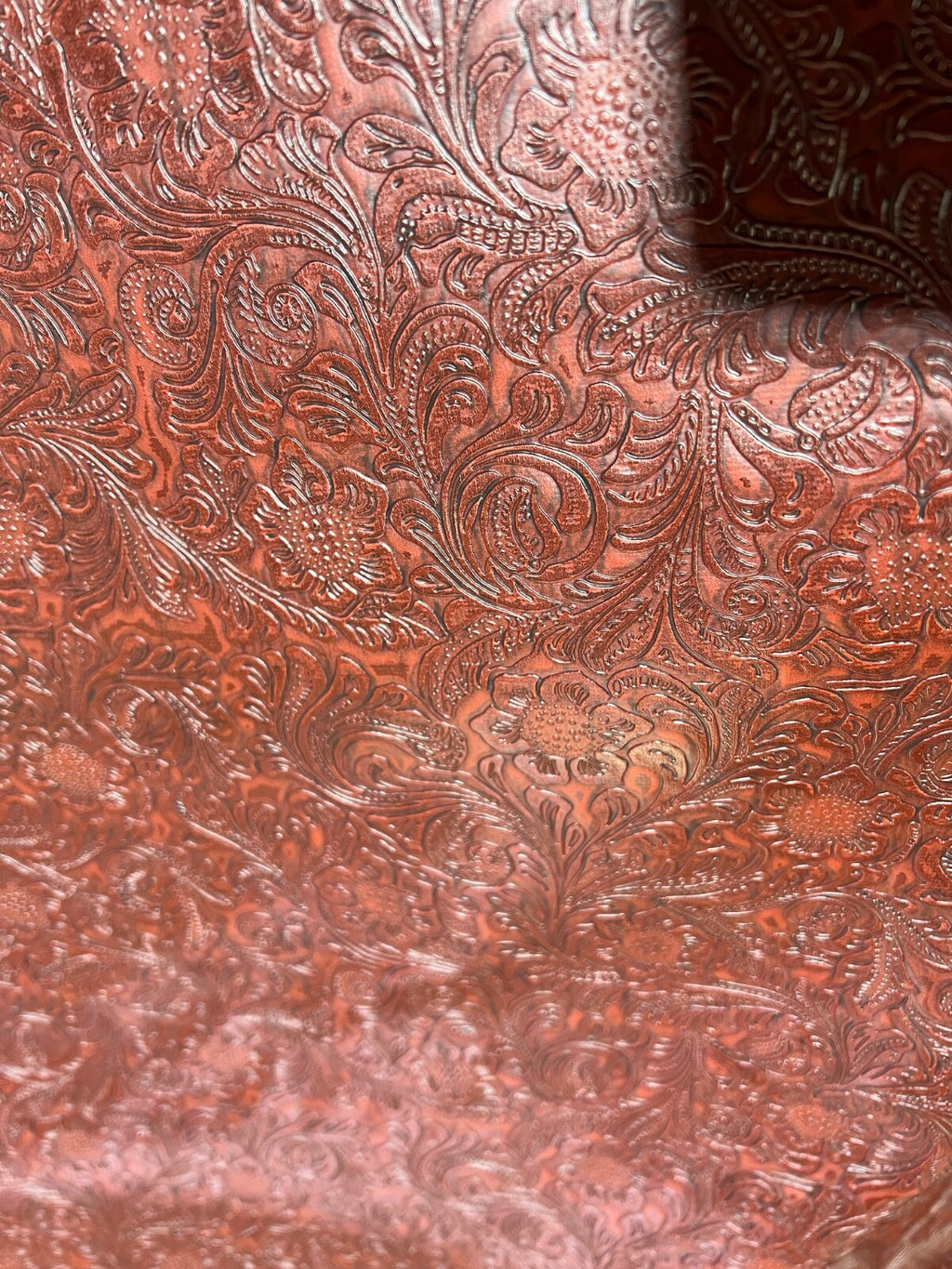 Durango Vintage Western Floral Oxblood Vinyl Fabric by The Yard DIY Upholster