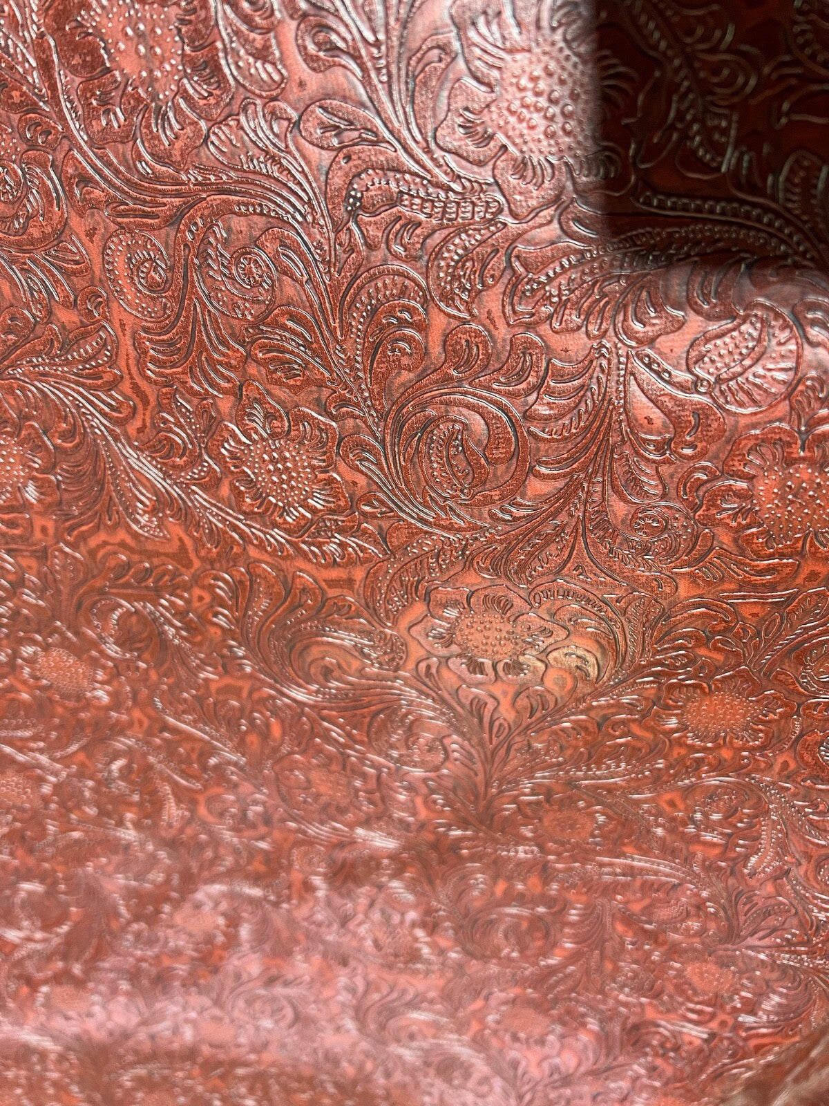 Durango Vintage Western Floral Oxblood Vinyl Fabric by The Yard DIY Upholster