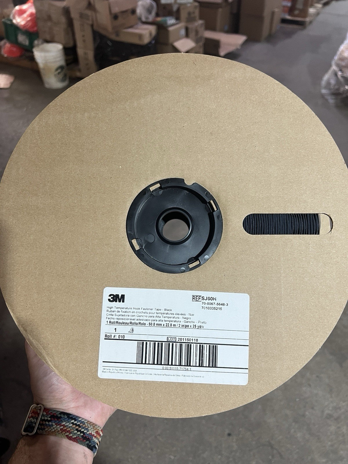 3M SJ60H High Temp Hook Fastener Tape – Black, 2” x 25 Yards, Industrial Grade