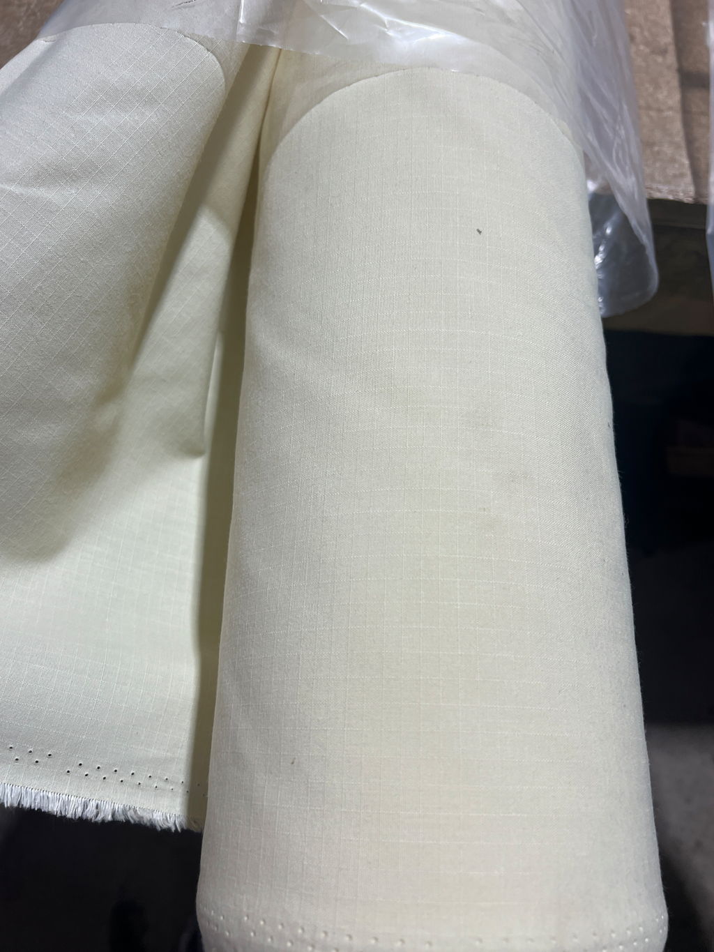 Off White Cream NyCo Ripstop Wrinkle Military Fabric 64”