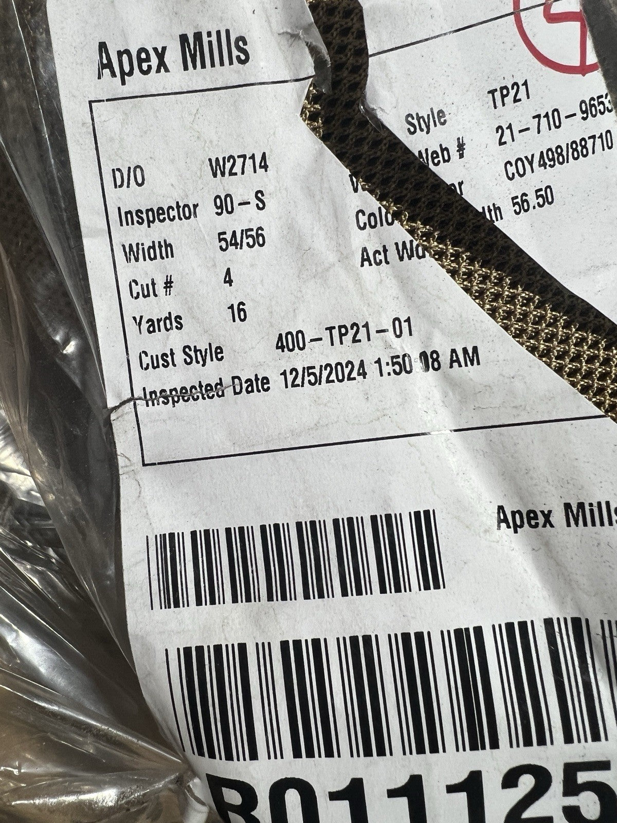 Tan 498 Mesh Netting in MIL-C- 8061 MADE IN THE USA 110” Wide