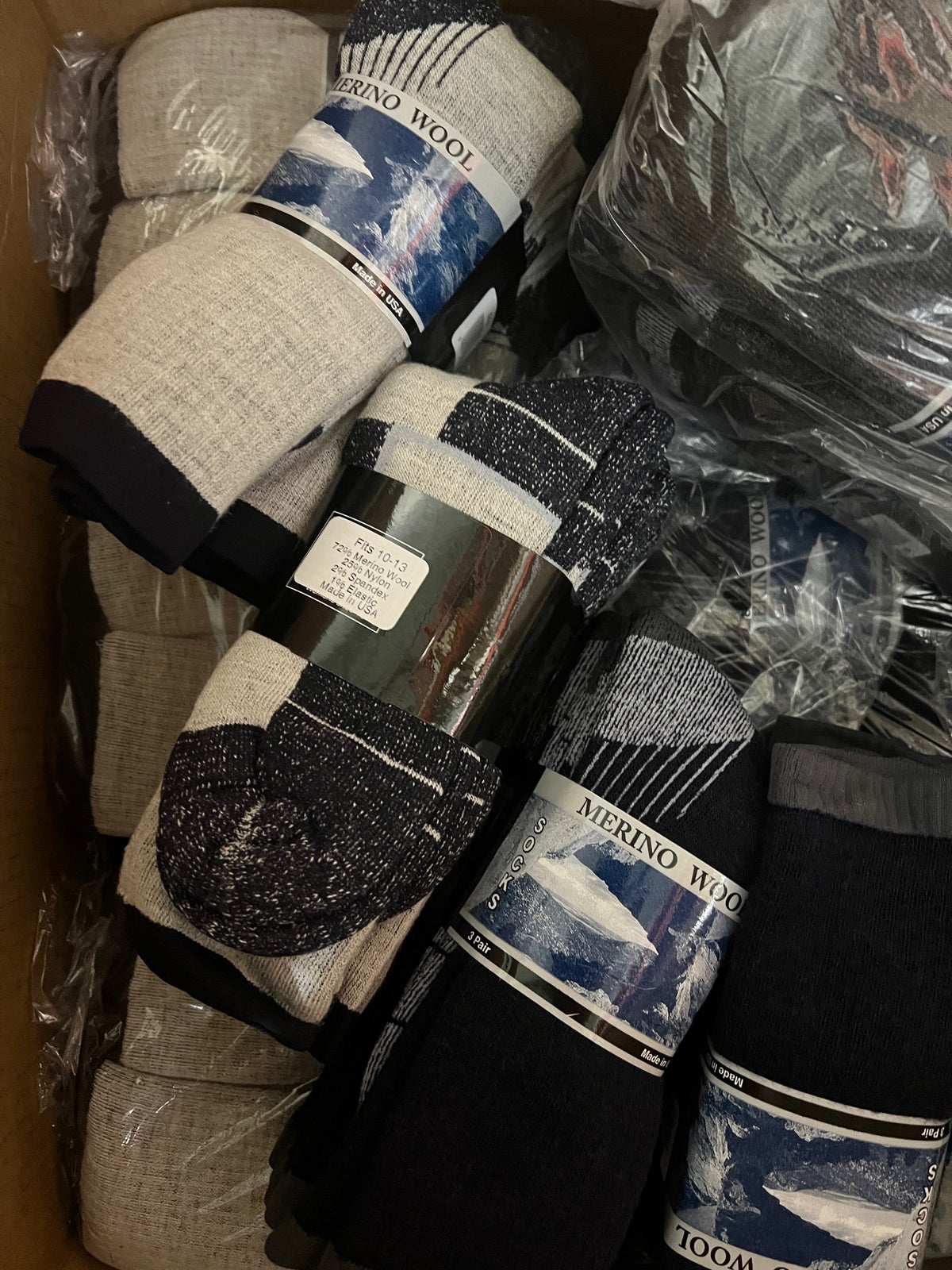 72% Merino Wool Men's MADE IN THE USA WARM HD Thick Hiking Socks 3 Pair Sz 10-13