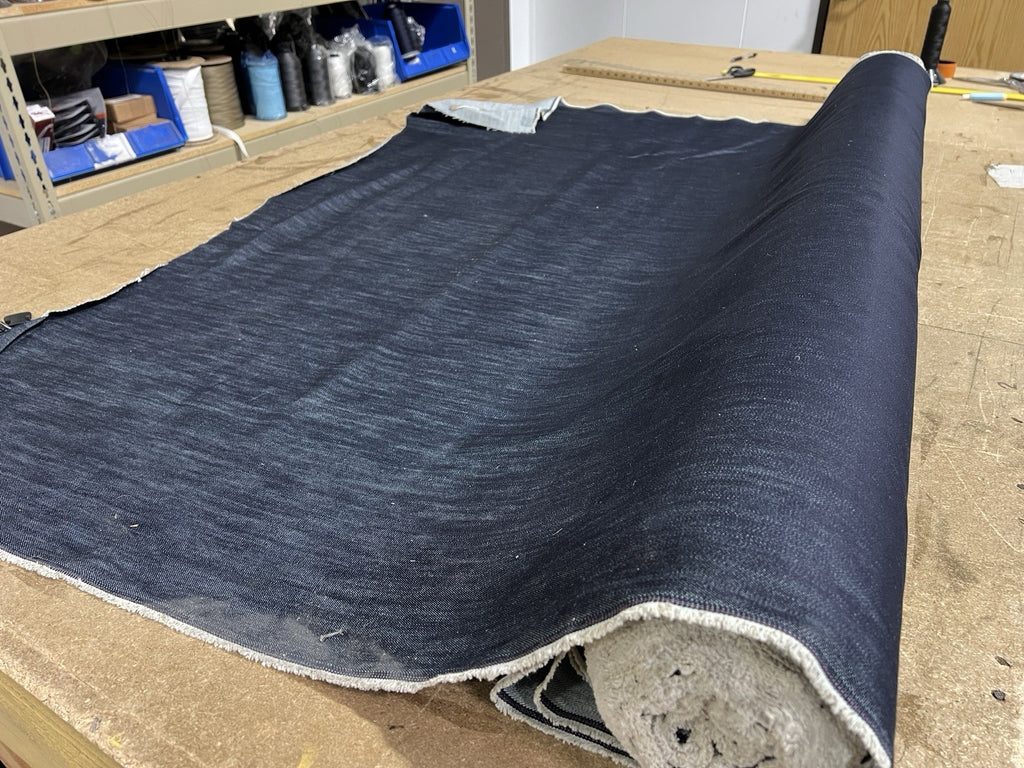 Dark Blue Brushed Denim 100% Cotton Canvas 10 oz Fabric 66” Wide Premium by yard