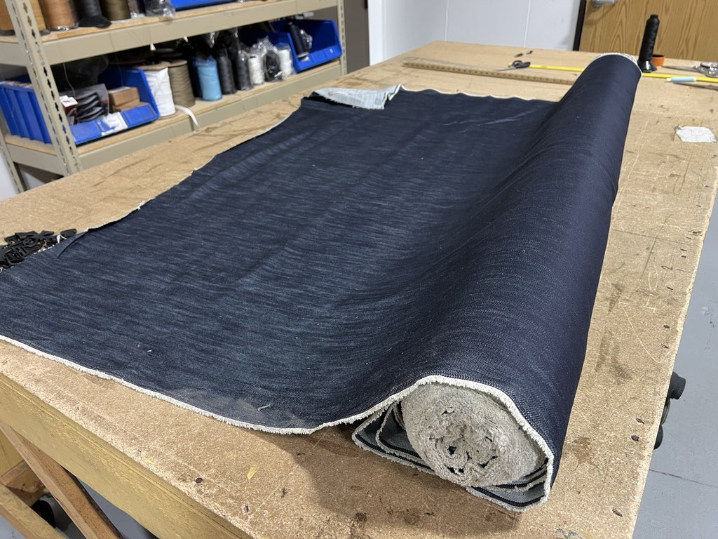 Dark Blue Brushed Denim 100% Cotton Canvas 10 oz Fabric 66” Wide Premium by yard