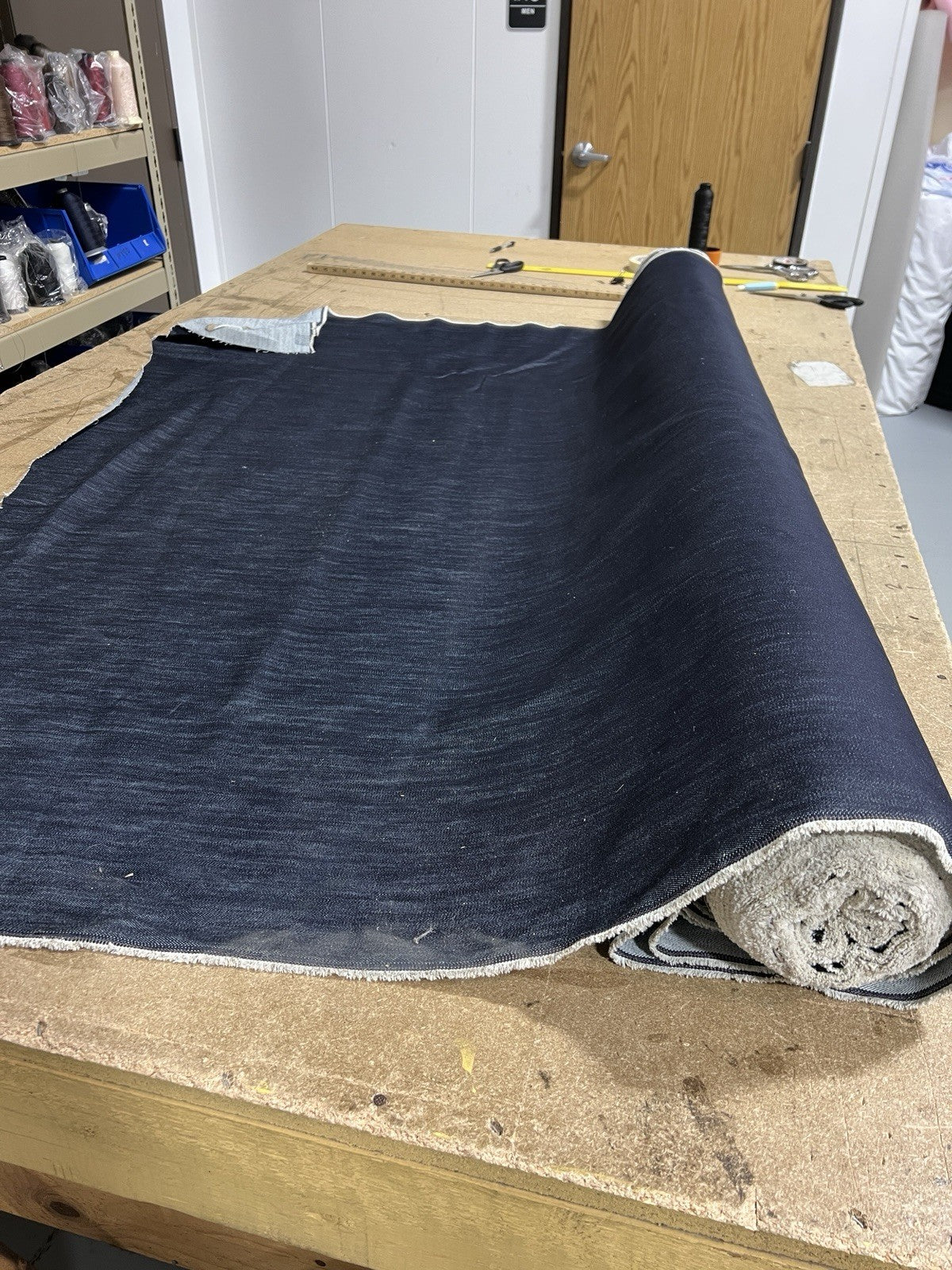 Dark Blue Brushed Denim 100% Cotton Canvas 10 oz Fabric 66” Wide Premium by yard