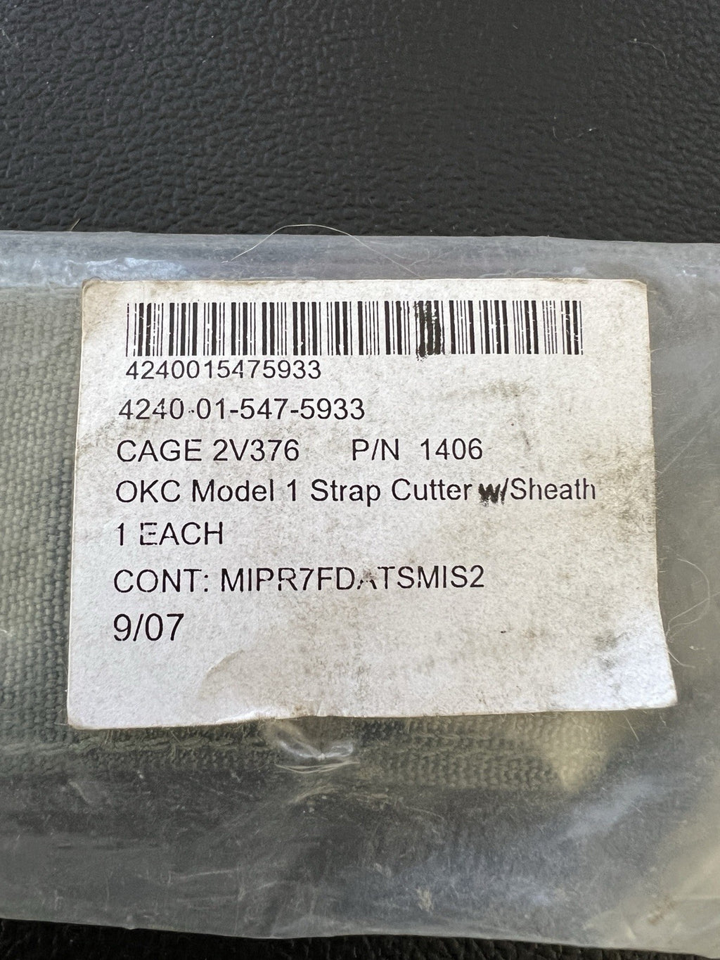 OKC Model 1 Rescue Strap Cutter W/Sheath Military Issue 4240-01-547-5933 USA