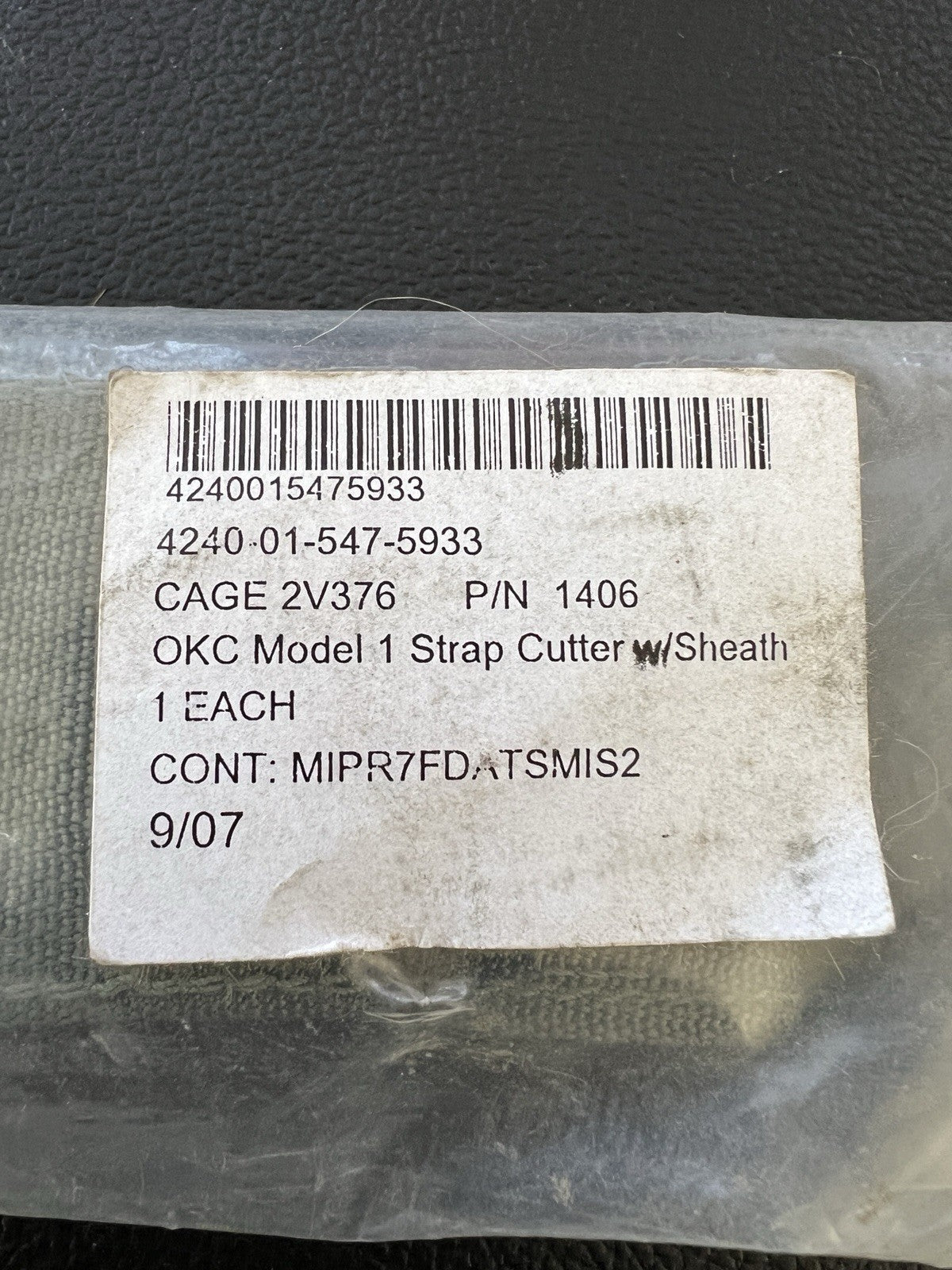 OKC Model 1 Rescue Strap Cutter W/Sheath Military Issue 4240-01-547-5933 USA