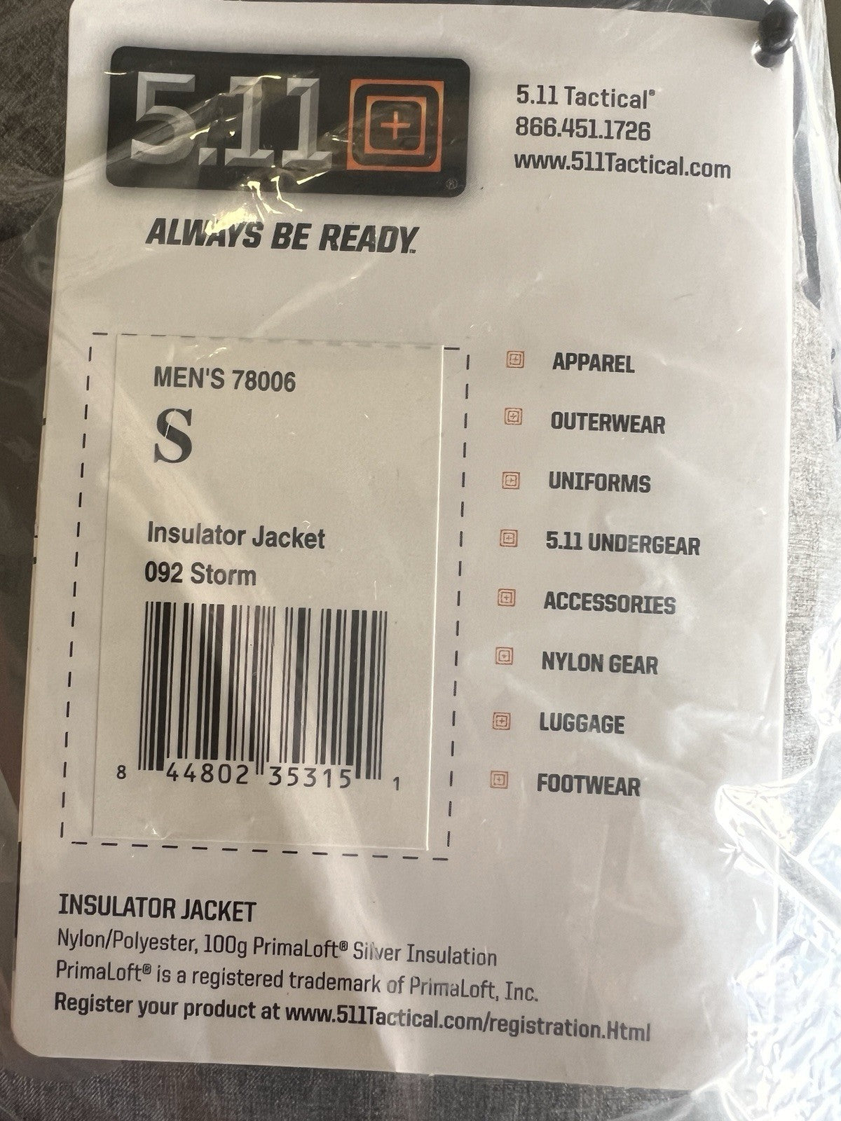 5.11 Tactical Insulator Jacket Small