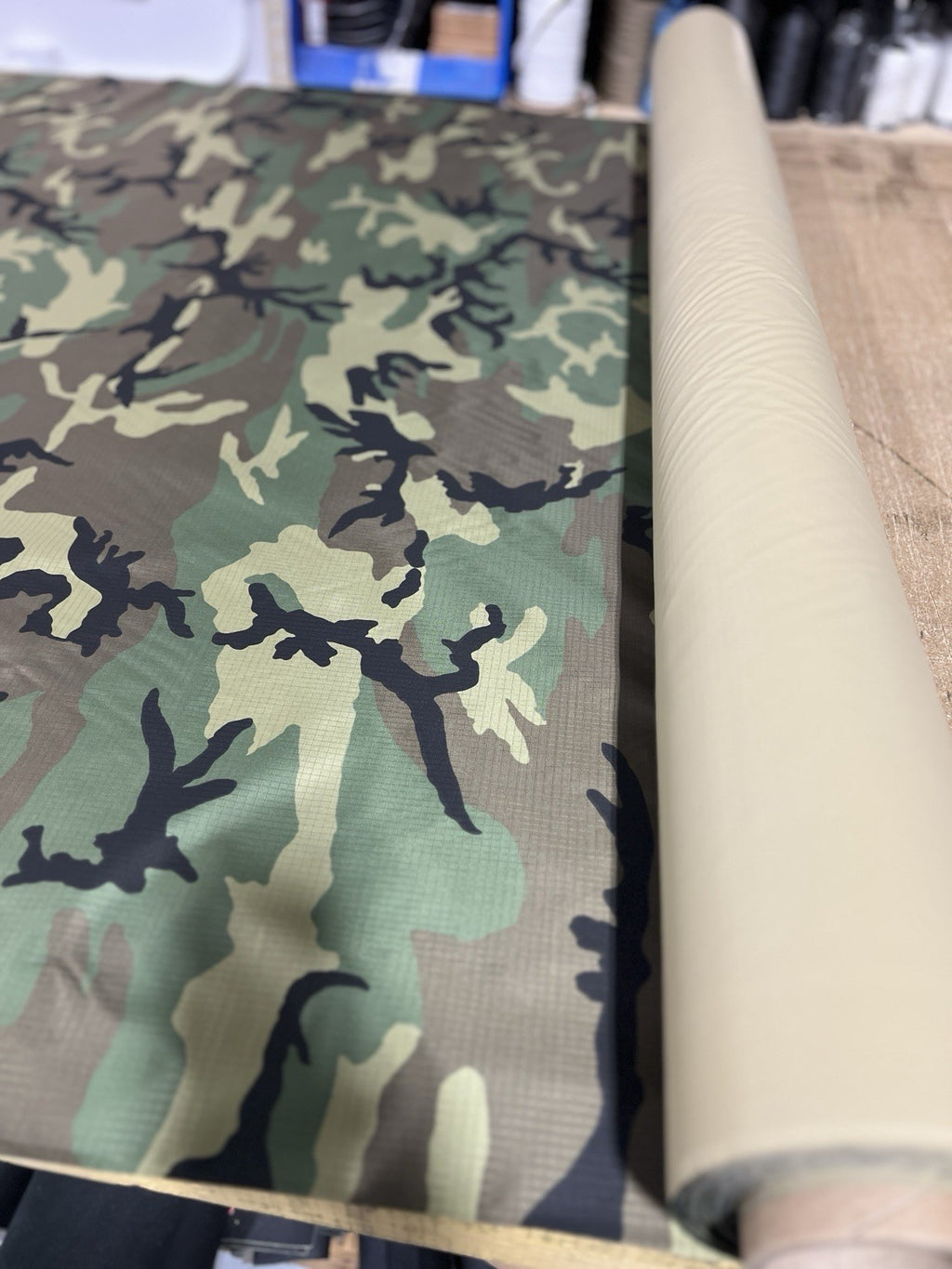 Woodland Camo Ripstop Fabric CPAI-84 DWR Military Tent Shelter By Yard
