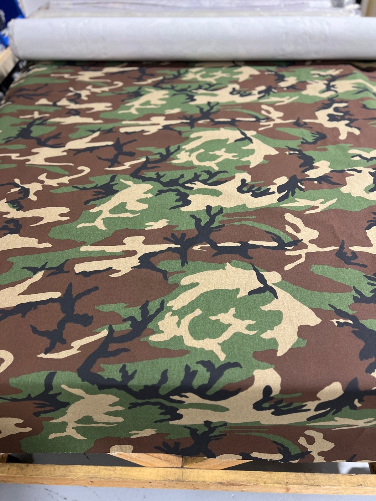 64" Wide Woodland Camo 10oz Cotton Canvas Duck Fabric - Heavy Duty - By The Yard