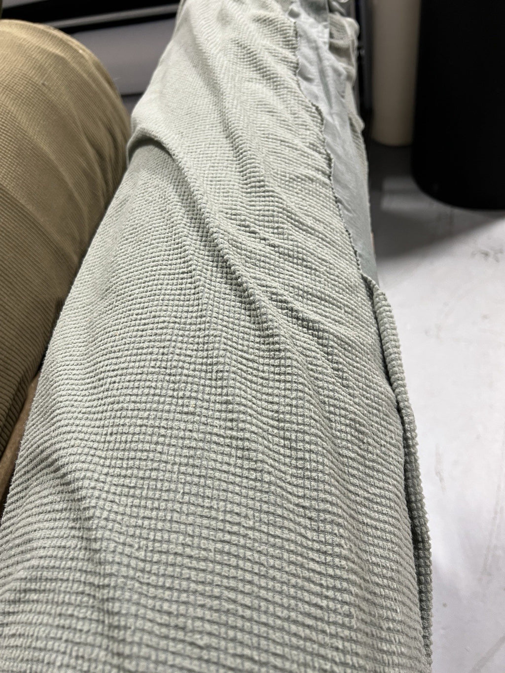 Light Gray Grid Fleece Fabric Military Cold Weather Layer Thermal 60” Wide