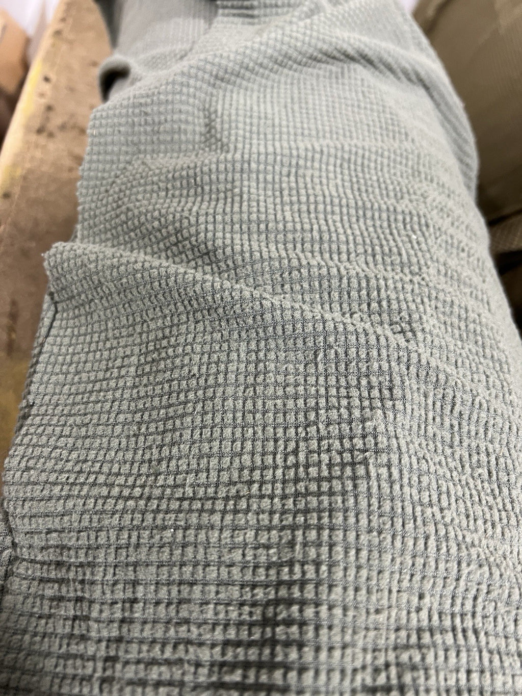 Light Gray Grid Fleece Fabric Military Cold Weather Layer Thermal 60” Wide