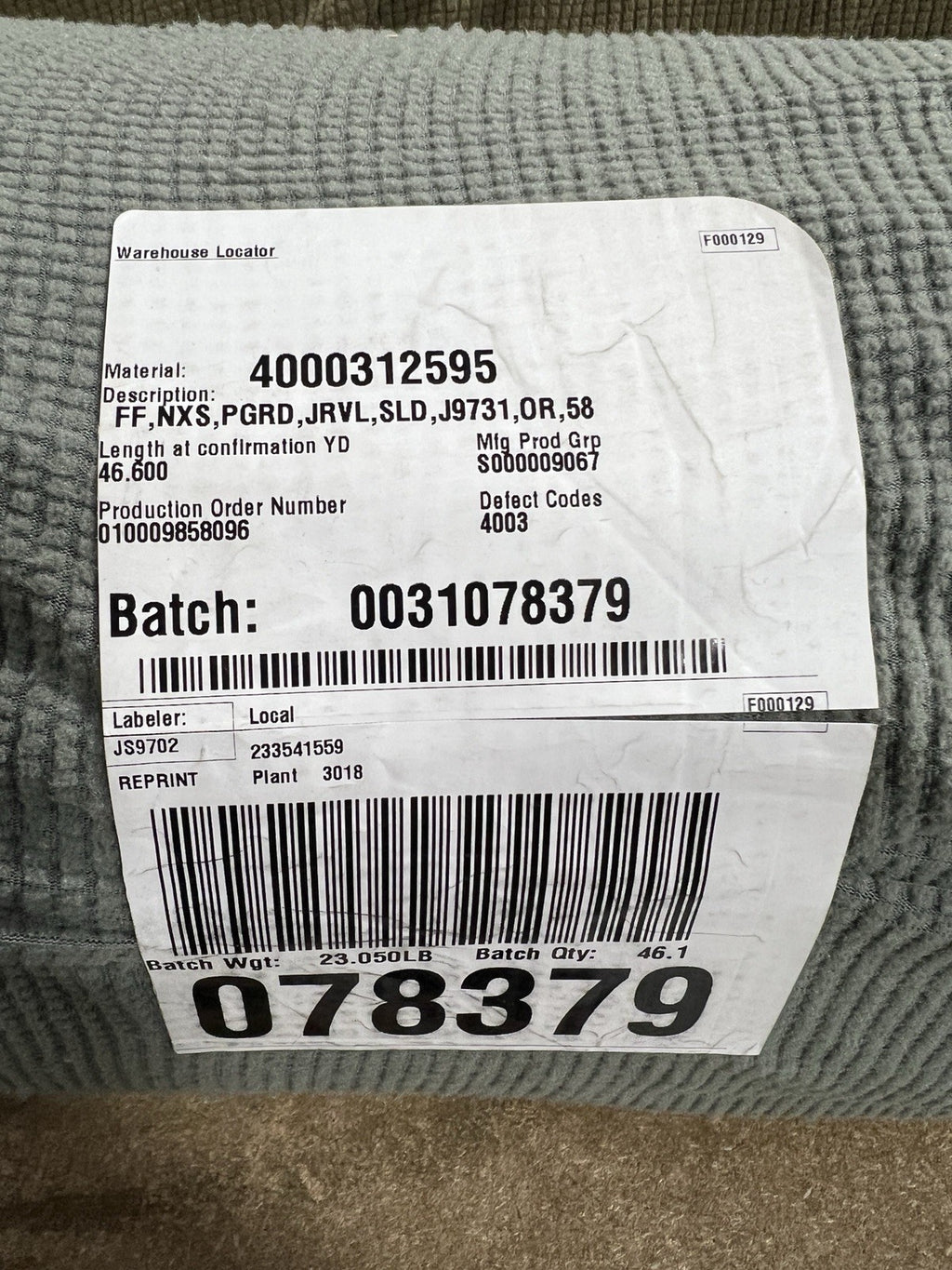 Light Gray Grid Fleece Fabric Military Cold Weather Layer Thermal 60” Wide