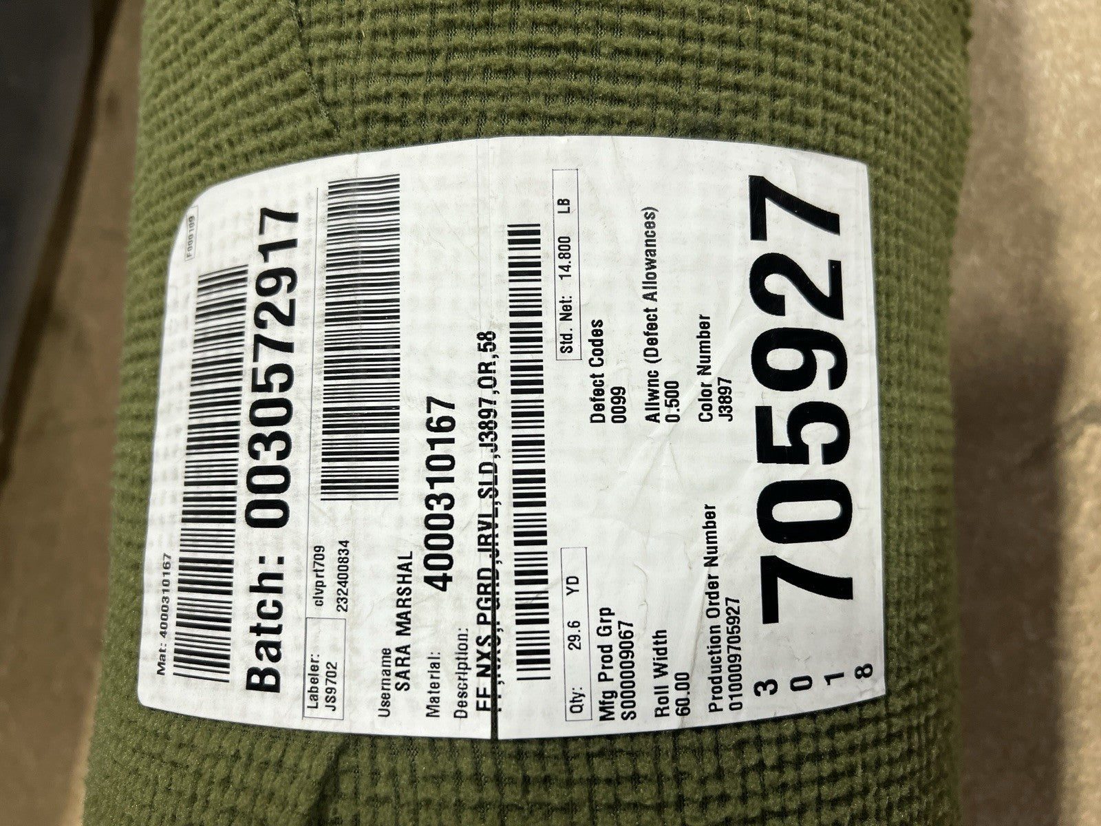 OD Green Grid Fleece Fabric Military Cold Weather Layer Thermal 60 Wide By Yard