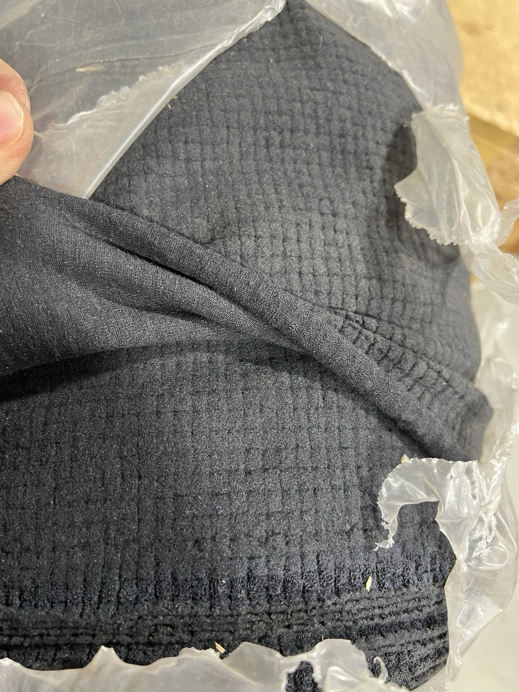 Charcoal Black POLARTEC Power Grid FR Flame Resistant Fleece Fabric