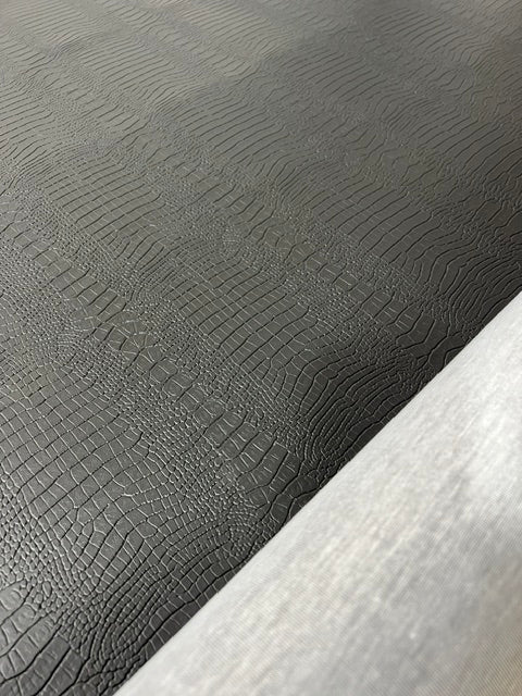 BLACK CROC/ALLIGATOR EMBOSSED VINYL AUTOMOTIVE SEAT COVER  UPHOLSTERY BY YARD