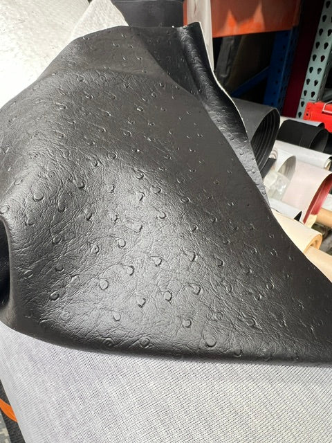 Denali Vinyl Black Ostrich Embossed Upholstery Fabric 54" Wide - By The Yard