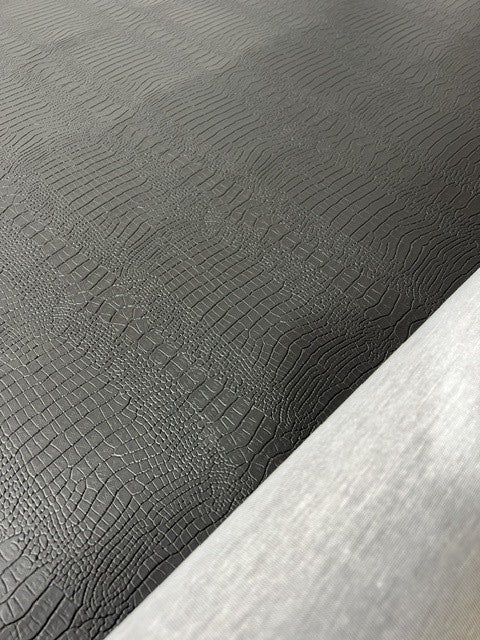BLACK CROC/ALLIGATOR EMBOSSED VINYL AUTOMOTIVE SEAT COVER  UPHOLSTERY BY YARD