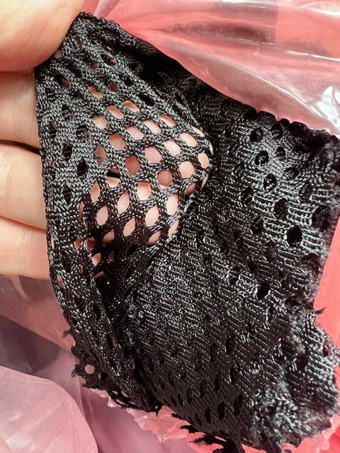 Black Stretch Lace Mesh Fabric 58" Wide Diamond Lattice Fishnet By The Yard