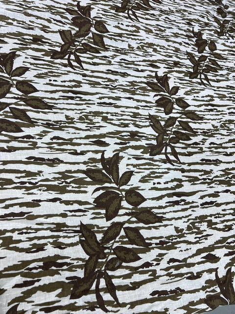 Vintage Tree Bark Leaf Camo Print Cotton Blend Fabric 59" Wide By The Yard