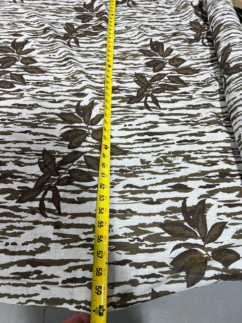 Vintage Tree Bark Leaf Camo Print Cotton Blend Fabric 59" Wide By The Yard