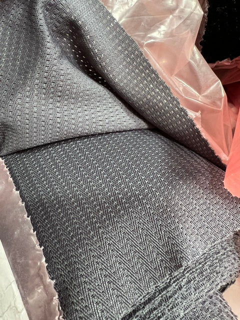Gray Herringbone Mesh Knit Fabric 60" Wide Technical Athletic By The Yard