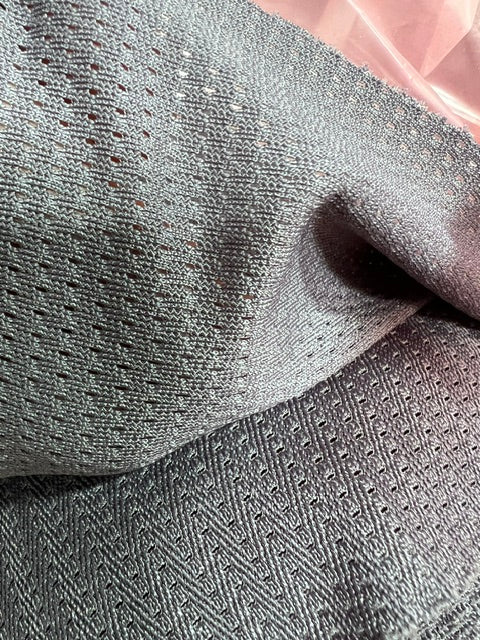 Gray Herringbone Mesh Knit Fabric 60" Wide Technical Athletic By The Yard