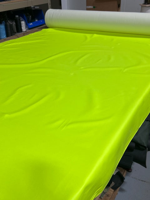 Neon Yellow Hi Vis Marine Vinyl Fabric 57" Wide Knit Back By The Yard